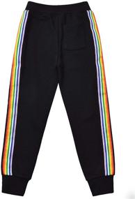 img 3 attached to 🌈 Rainbow Striped Jogger Sweatpants for Girls' in Pants & Capris - Pocket Included