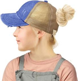 img 2 attached to 🧢 Ponytail Messy Buns Baseball Visor Cap Hat for C.C Kids Ages 2-5