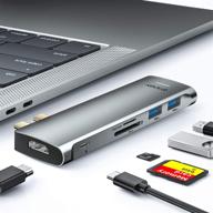 🔌 byeasy usb c hub for macbook pro 2020/2019-2016: 4k hdmi, thunderbolt 3, 100w pd, usb 3.0 & card reader - space gray logo