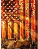 🎨 adults diy 5d diamond painting kit - number painting cross stitch full round drill embroidery american flag and deer pictures - arts home decor - 1 pack (11.8x15.7in) by tangbr logo