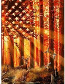 img 4 attached to 🎨 Adults DIY 5D Diamond Painting Kit - Number Painting Cross Stitch Full Round Drill Embroidery American Flag and Deer Pictures - Arts Home Decor - 1 Pack (11.8x15.7in) by Tangbr