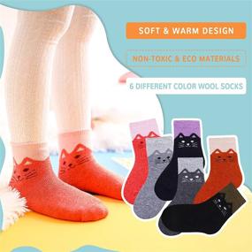 img 2 attached to 6 пар носков Eocom для детей на зиму из теплой шерсти - уютные носки для детей, малышей, мальчиков и девочек - термо- и плотные носки для ботинок.