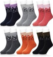6 pairs of eocom children's winter warm wool socks - cozy crew socks for kids, toddlers, boys, and girls - thermal and thick boot socks logo