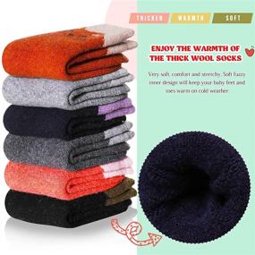 img 3 attached to 6 Pairs of Eocom Children's Winter Warm Wool Socks - Cozy Crew Socks for Kids, Toddlers, Boys, and Girls - Thermal and Thick Boot Socks