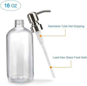 img 1 attached to 🧼 AmazerBath 16 Oz Glass Soap Dispenser - Pack of 2, Pump Stainless Steel Chrome, Clear Bathroom Hand Soap Dispenser Bottle for Liquid Lotion, Kitchen Dish Soap Dispenser