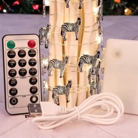 img 2 attached to 🦓✨ Zebra Fairy String Lights for Kids Bedroom Decoration - 10 Ft 30 LED Cute Animal Lights, USB & Battery Powered, Includes Remote