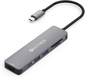 img 4 attached to 💻 KEYMOX USB C Hub Multiport Adapter - Essential 6 in 1 Dongle for MacBook Pro/Air, iPad Pro, and USB-C Devices: 4K HDMI, 100W PD Charging, 2 USB-A, SD/TF Card Reader
