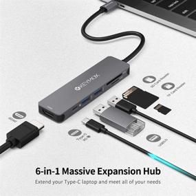 img 3 attached to 💻 KEYMOX USB C Hub Multiport Adapter - Essential 6 in 1 Dongle for MacBook Pro/Air, iPad Pro, and USB-C Devices: 4K HDMI, 100W PD Charging, 2 USB-A, SD/TF Card Reader