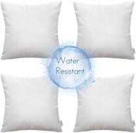 🌿 premium ashler set of 4 water resistant pillow inserts - 20 x 20 inches, indoor and outdoor hypoallergenic polyester sham logo