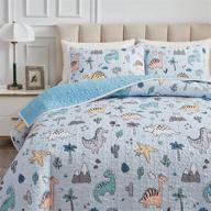 🦖 joyreap twin dinosaur quilt set - colorful light blue design for boys and girls, soft microfiber bedspread for all seasons - includes 1 quilt and 1 pillow sham logo