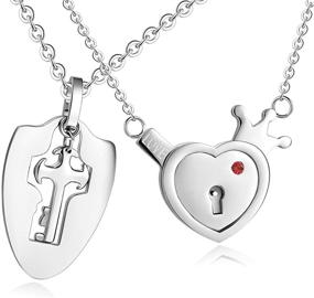 img 4 attached to 💑 His & Hers Matching Set Your Key to My Heart Couple Pendant Necklace Key and Lock Style in a Gift Box by SunnyHouse Jewelry