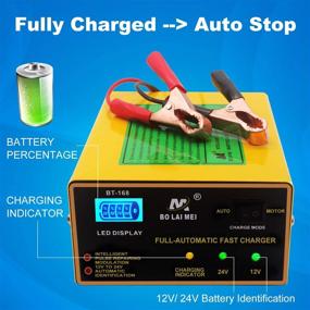 img 2 attached to 🔋 Intelligent Pulse Repair Maintainer Car Battery Charger - 12V/24V, 1-15 Amp, 250W Trickle Charger with LED Bar Screen, Ideal for Car, Boat, Marine