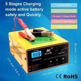 img 3 attached to 🔋 Intelligent Pulse Repair Maintainer Car Battery Charger - 12V/24V, 1-15 Amp, 250W Trickle Charger with LED Bar Screen, Ideal for Car, Boat, Marine