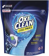 🌟 превосходная мощь очистки: oxiclean high def clean искристый свежий стиральный порошок в пакетиках, 27 штук. логотип