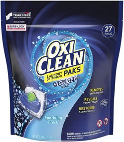 img 4 attached to 🌟 Превосходная мощь очистки: OxiClean High Def Clean Искристый свежий стиральный порошок в пакетиках, 27 штук.