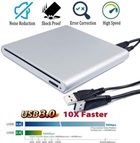 img 3 attached to 📀 New Silver USB 3.0 Portable External 3D Blu-ray Movies CD and DVD Disc Players for Windows 10 7 8 Mac Book Laptop Notebook Desktop Computer PC, BD-ROM Combo Reader with Slot-in Loading Optical Drive