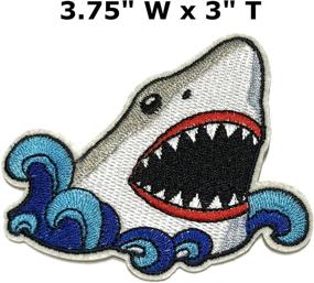 img 2 attached to 🦈 Ocean-Themed Great White Shark Embroidered Patch for DIY Appliques - Sea World, Megalodon, Sharks, Whales, Fish, Aquarium, Zoo