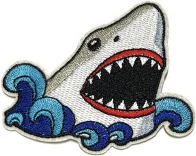 img 3 attached to 🦈 Ocean-Themed Great White Shark Embroidered Patch for DIY Appliques - Sea World, Megalodon, Sharks, Whales, Fish, Aquarium, Zoo