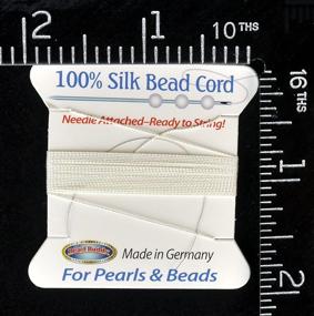 img 1 attached to Премиальный нить-провод из шелкового корда Bead Buddy диаметром 0,45 мм в естественно-белом цвете 🧵 с предварительно установленной иглой - идеально подходит для изготовления украшений - длина 2 м