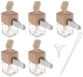 img 4 attached to 🚗 Premium Car Air Freshener Diffuser Bottles: 5 Pack Empty Glass Perfume Bottles with Air Vent Clip for Auto Fragrance - Clear