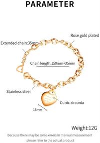 img 1 attached to 🌹 Stainless Steel Bracelets for Women in Rose Gold - Good Luck Bracelet for Teen Girls with Retro Cross, Simple Coin, and Letter M Rabbit