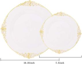 img 3 attached to 🍽️ Liacere 60 Pack Gold Plastic Plates for Parties, Weddings & Christmas - White and Gold Disposable Plates include 30PCS 10.25inch Gold Dinner Plates, 30PCS 7.5inch Gold Dessert Plates