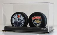 premium 1 to 5 hockey puck display case stand with stick wall mount holder - showcase your collection! logo