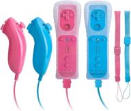 🎮 wii remote controller - kicy wii remote with motion plus and nunchuck for nintendo wii u and wii consoles (pink & blue) logo