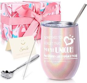 img 4 attached to 🎁 Christmas Gifts for Women: Insulated Wine Tumbler, 12oz Stainless Steel Wine Tumbler with Lid and Straw - Perfect Birthday Gift for Wine Lovers (Pink)