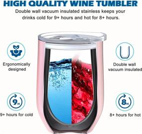 img 2 attached to 🎁 Christmas Gifts for Women: Insulated Wine Tumbler, 12oz Stainless Steel Wine Tumbler with Lid and Straw - Perfect Birthday Gift for Wine Lovers (Pink)