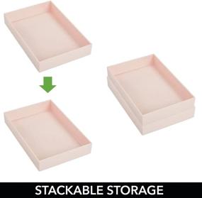 img 2 attached to 🌸 mDesign Wide Makeup Organizer - Bathroom Drawer, Vanity & Countertop Storage Bins for Makeup Brushes, Eyeshadow Palettes, Lipstick, Lip Gloss, and Concealers - 12"x8" - 2 Pack - Light Pink/Blush - Improved SEO