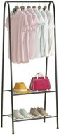 👕 karezonine heavy duty clothing rack - portable garment rack with 2-tier shelves, double rod metal coat rack freestanding for shoes rack organization - black логотип