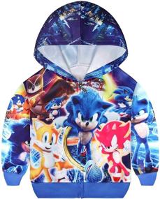 img 4 attached to 🦔 Playful and Stylish Son-ic The Hedge-hog Coat Zip Hoodie Shirt Tracksuits for Trendy Boys and Girls!