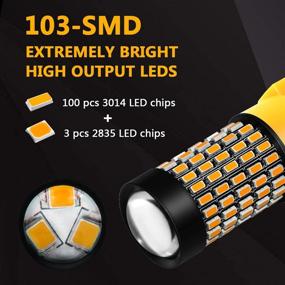 img 3 attached to 🔆 Phinlion Super Bright LED Turn Signal Light Bulbs 2800 Lumens - 4157 3157 3014 103-SMD 3057 3457 4057 3156 LED Bulbs for Blinker Lights - Amber Yellow