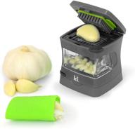 🧄 kitchen innovations garlic-a-peel garlic press, crusher, cutter, mincer, and storage container - includes silicone garlic peeler - effortless cleaning - stainless steel blades (grey) logo