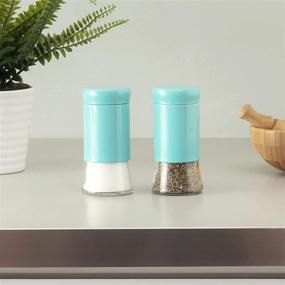 img 1 attached to 🧂 Turquoise Blue Salt and Pepper Shaker Set from Home Basics Essence Collection