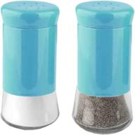 🧂 turquoise blue salt and pepper shaker set from home basics essence collection logo