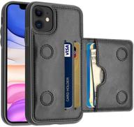 📱 lakibeibi iphone 11 case with card holders - dual layer slim leather wallet case flip folio magnetic lock - black, protective case for apple iphone 11 6.1 inch (2019) logo