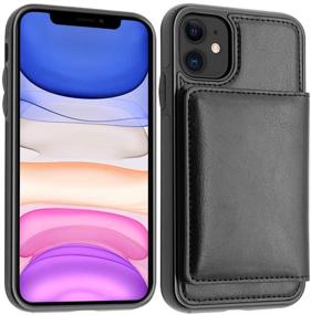 img 3 attached to 📱 LakiBeibi iPhone 11 Case with Card Holders - Dual Layer Slim Leather Wallet Case Flip Folio Magnetic Lock - Black, Protective Case for Apple iPhone 11 6.1 Inch (2019)