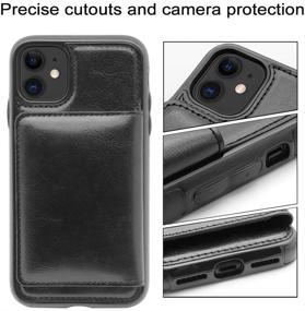 img 1 attached to 📱 LakiBeibi iPhone 11 Case with Card Holders - Dual Layer Slim Leather Wallet Case Flip Folio Magnetic Lock - Black, Protective Case for Apple iPhone 11 6.1 Inch (2019)