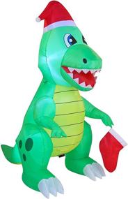 img 3 attached to 🎄 Christmas Party Inflatable: 6 FT Tall Dinosaur Holding a Stocking with LEDs - Ideal for Indoor, Outdoor, Yard, Garden, and Lawn Winter Decorations