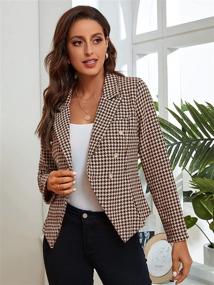 img 1 attached to 👚 SheIn Women's Houndstooth Sleeve Double Breasted Clothing