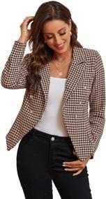 img 4 attached to 👚 SheIn Women's Houndstooth Sleeve Double Breasted Clothing