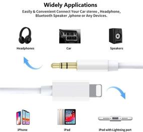 img 1 attached to 🔌 Apple MFi сертифицированные esbeecables Aux кабель для iPhone - кабель Lightning to 3.5mm совместимый с iPhone 12 11 XS XR X 8 7 6, iPad, iPod, автомобильный аудиоусилитель, домашний стерео, наушники, динамик - 3.3FT белого цвета.