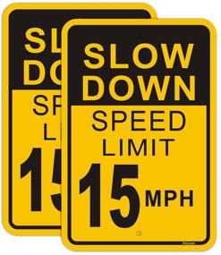 img 4 attached to Slow Down Speed Limit 15 MPH Sign (2 Pack)