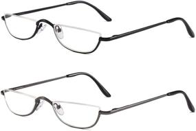 img 4 attached to 👓 VISENG 2 Pairs Half Frame Reading Glasses: Sleek Half Moon Lens Readers for Men and Women +2.5