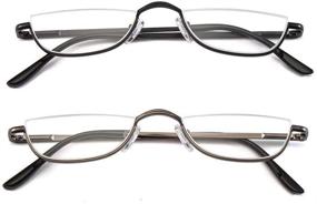 img 3 attached to 👓 VISENG 2 Pairs Half Frame Reading Glasses: Sleek Half Moon Lens Readers for Men and Women +2.5