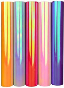 img 1 attached to 🌟 Retwinkle Holographic Opal Pearl HTV Heat Transfer Vinyl - 12"x10" - Pack of 5 Sheets