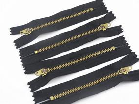 img 1 attached to 👖 YAKA 20pcs Brass Black 4 inch Jeans Zippers - High-Quality Black Zippers for Your Denim Wardrobe