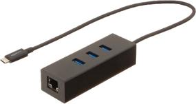 img 4 attached to Amazon Basics USB 3.1 Type-C to 3 Port USB Hub with Ethernet Adapter - Black: Fast Data Transfer & Wired Internet Access